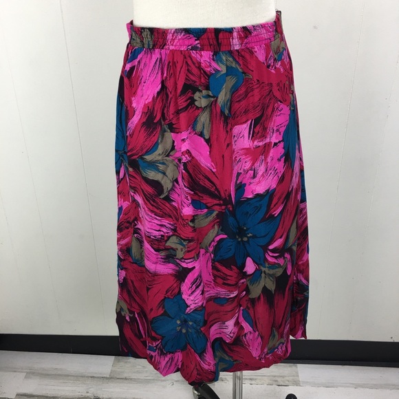 Vintage 80s Bold Abstract Floral Skirt - Picture 3 of 7